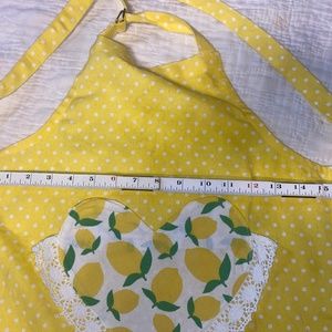 Child Size Yellow Cotton Apron With Hearts And Lemons